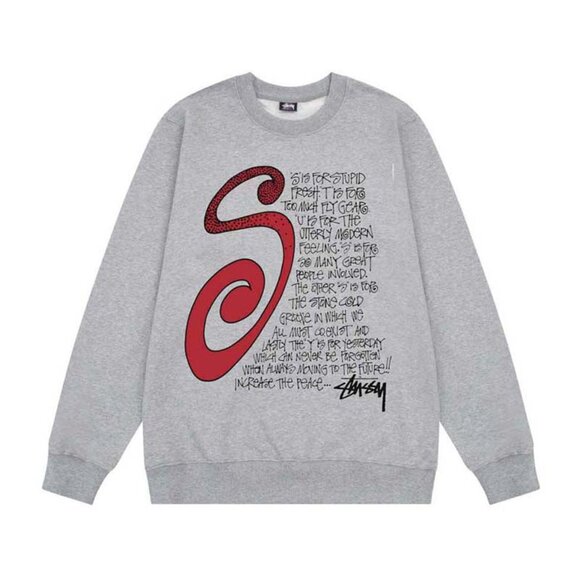 Men's Stussy Letter Printed Crew Neck Gray Sweatshirt - Picture 1 of 7
